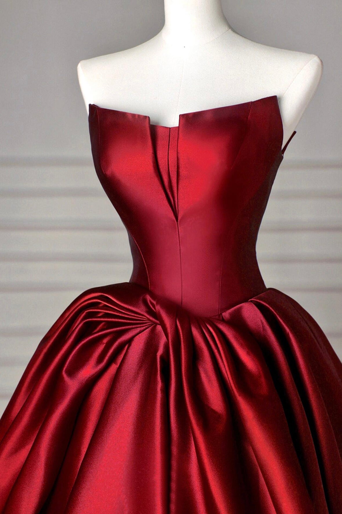 Burgundy Satin Floor Length A-Line Evening Formal Dress Women's Party Dress with Bow