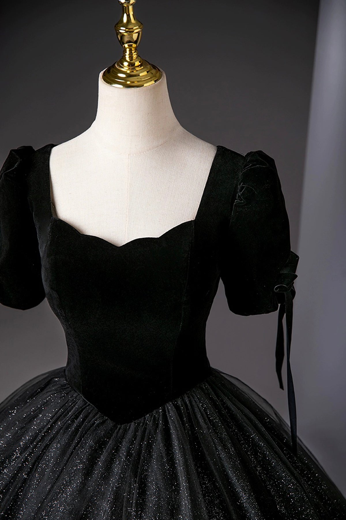 Black Corset Evening Dress Luxury Black Princess Formal Dress A-Line Glitter Tulle Prom Party Gown