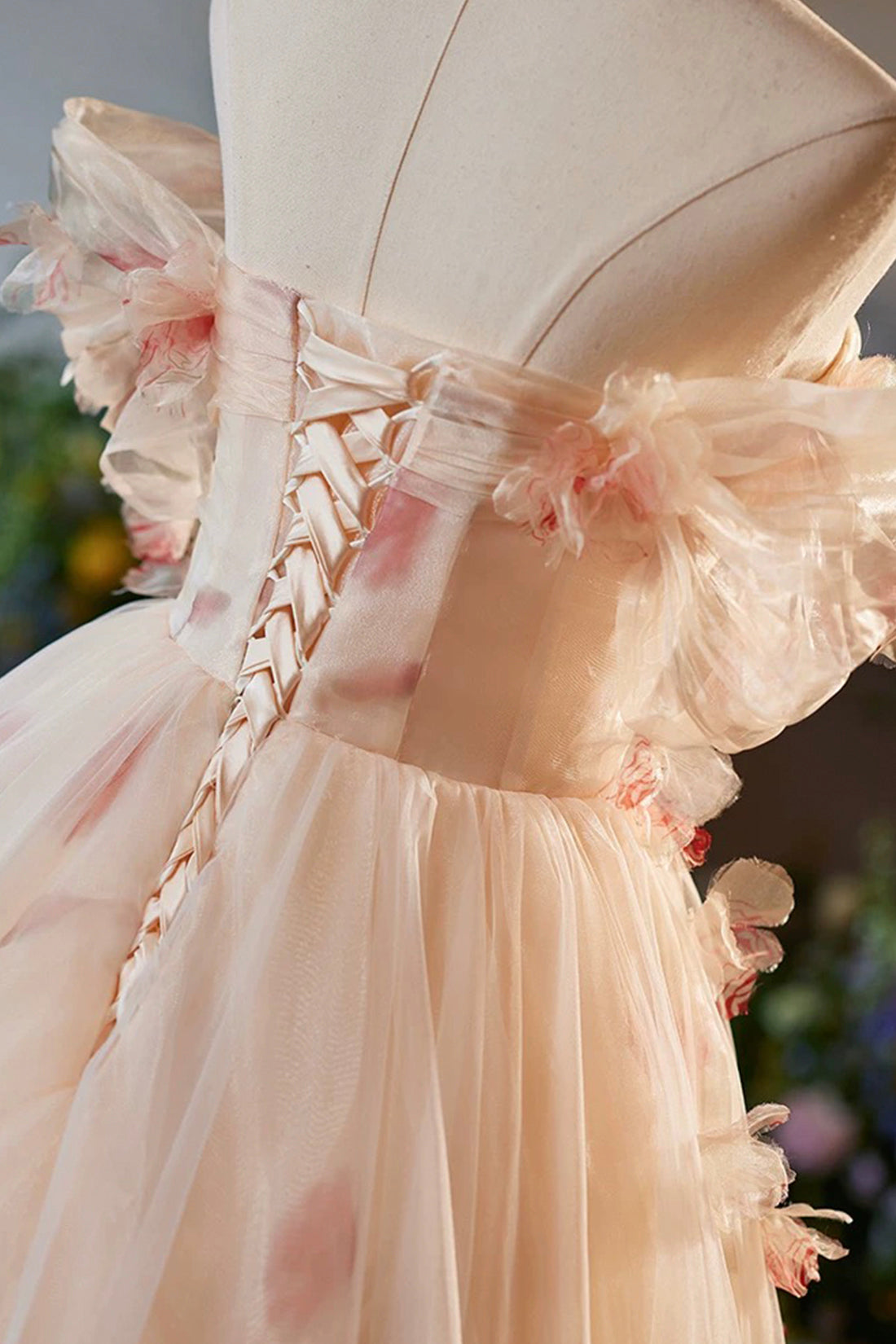 Tulle Floral Mini Party Dress Off Shoulder 3D Flowers Women's Evening Dress