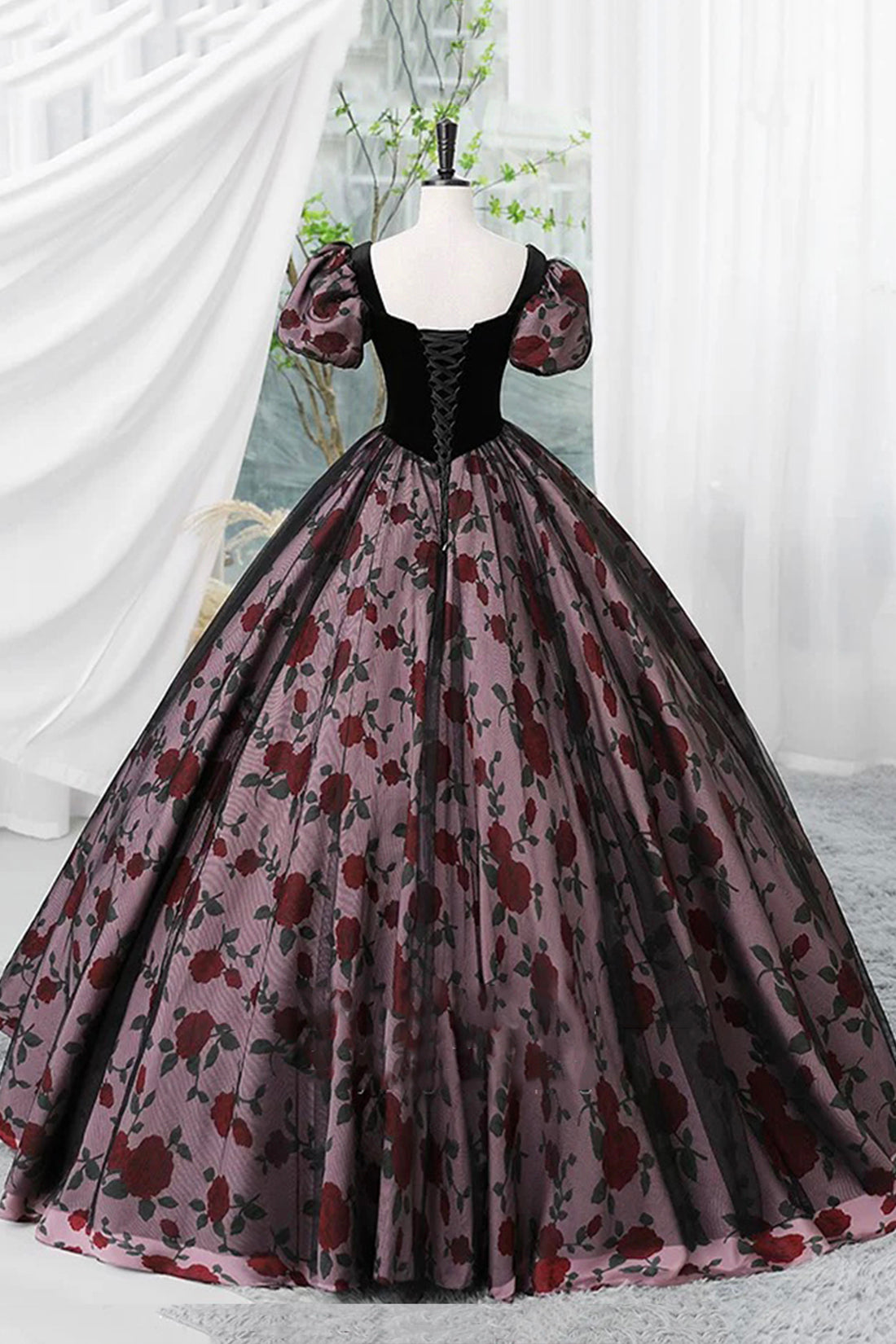 Elegant Black Printing Prom Dress Black Strapless Sleeveless Formal Dress