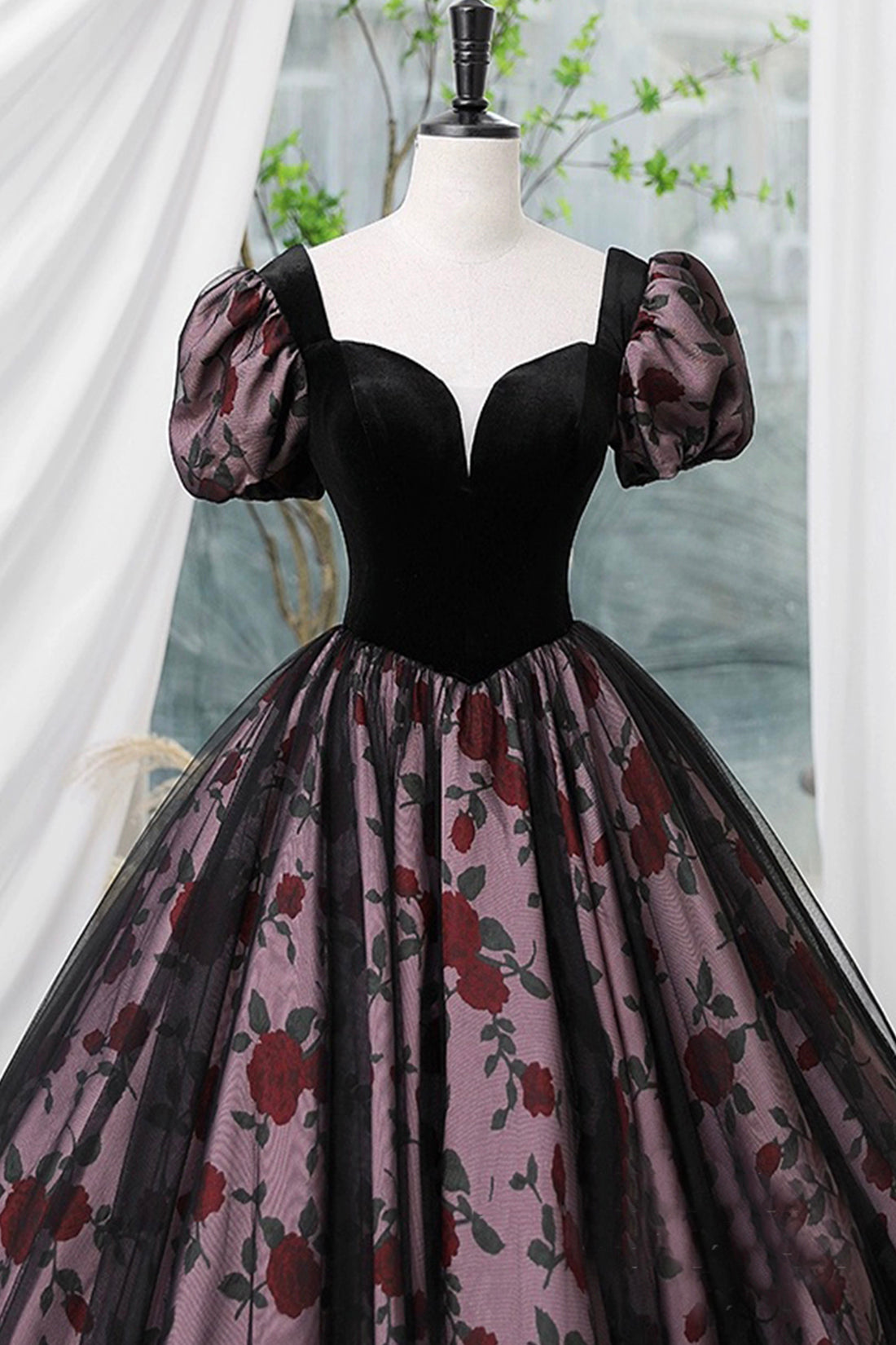 Elegant Black Printing Prom Dress Black Strapless Sleeveless Formal Dress