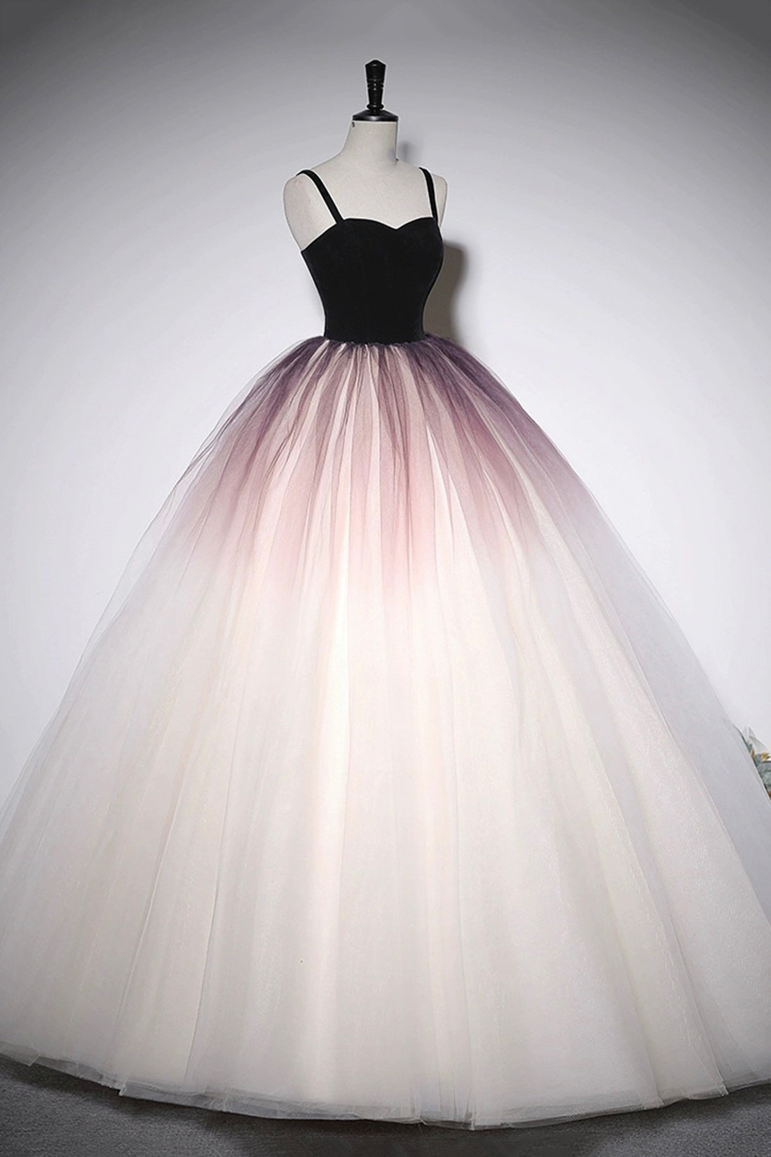 Pretty Sweetheart Neck Ombre Tulle Prom Dresses Princess Strapless Floor-Length Formal Dresses
