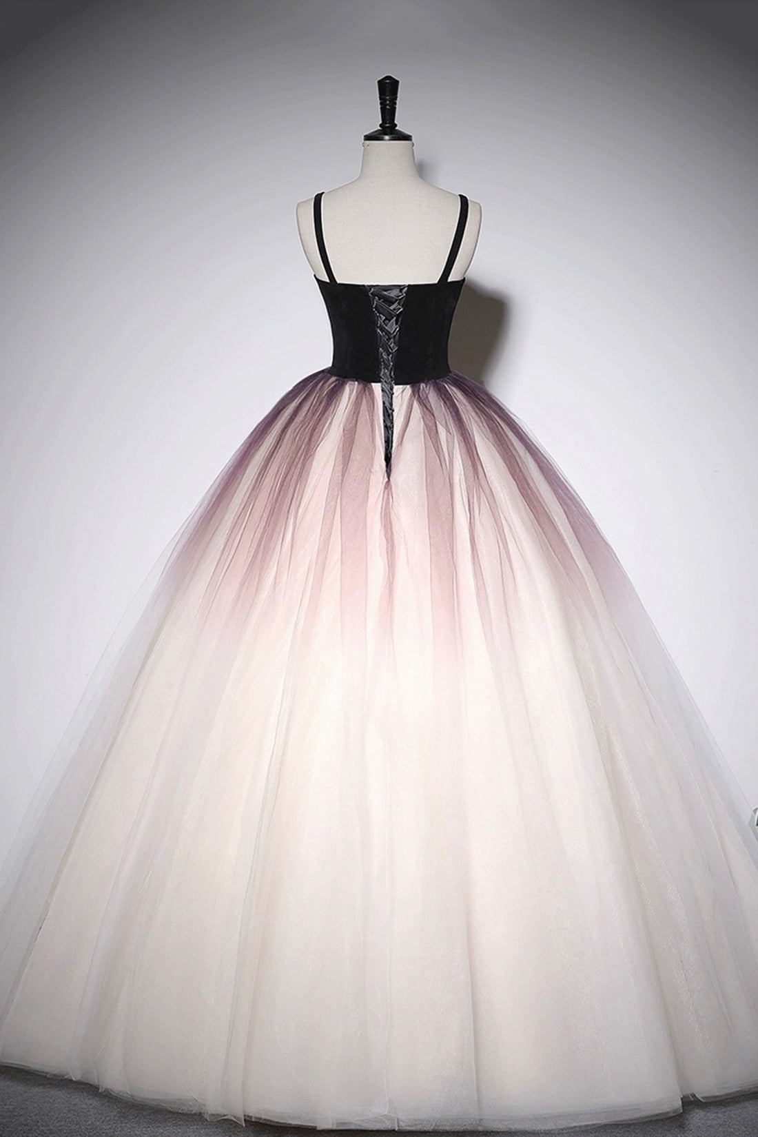 Pretty Sweetheart Neck Ombre Tulle Prom Dresses Princess Strapless Floor-Length Formal Dresses
