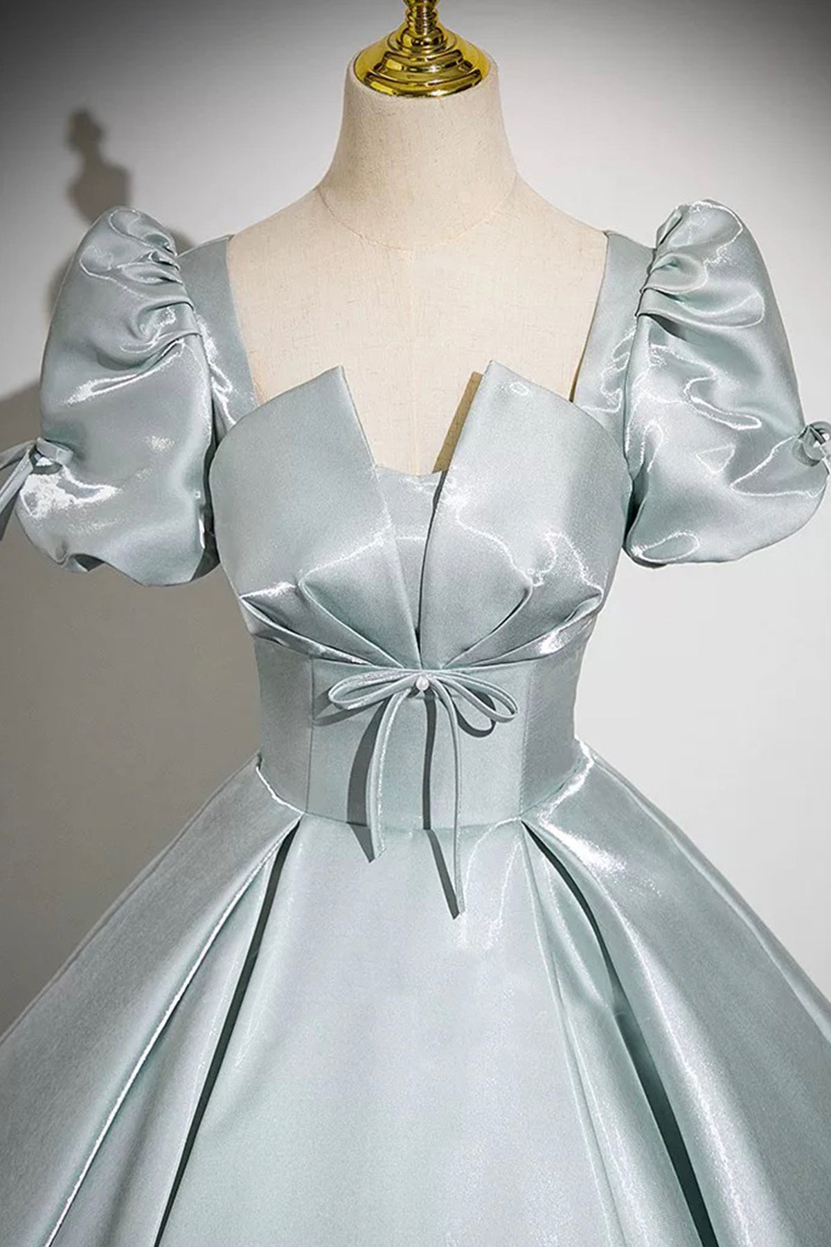Ball Gown Beautiful Short Sleeve Floor Length Formal Dress A-Line Satin Princess Dress