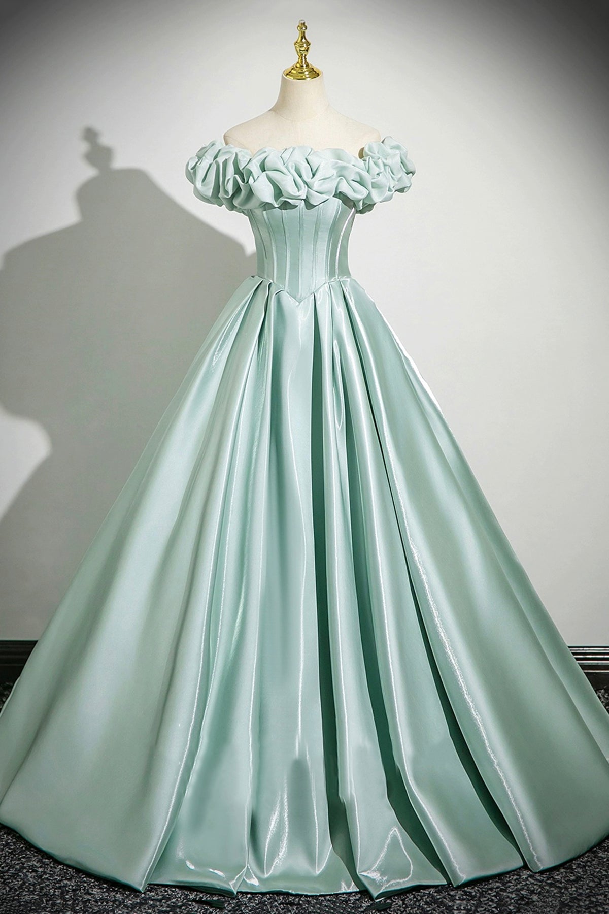 Mint Green Princess Ball Gown Beautiful Prom Graduation Dress A-Line Off Shoulder Party Dress