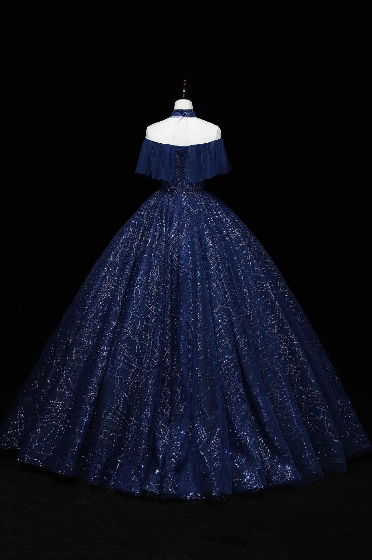 Ball Gown Blue A-Line Corset Floor Length Formal Dress Princess Evening Dress