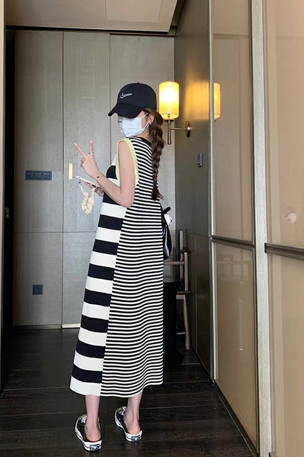 Black and White Striped Maxi Dress, Casual Sleeveless  Dress, Loose Summer Dress for Women