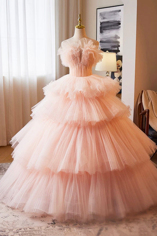 Ball Gown A-Line Corset Pink Ruffles Ruffles Prom Princess Dress Sweet 16 Dress