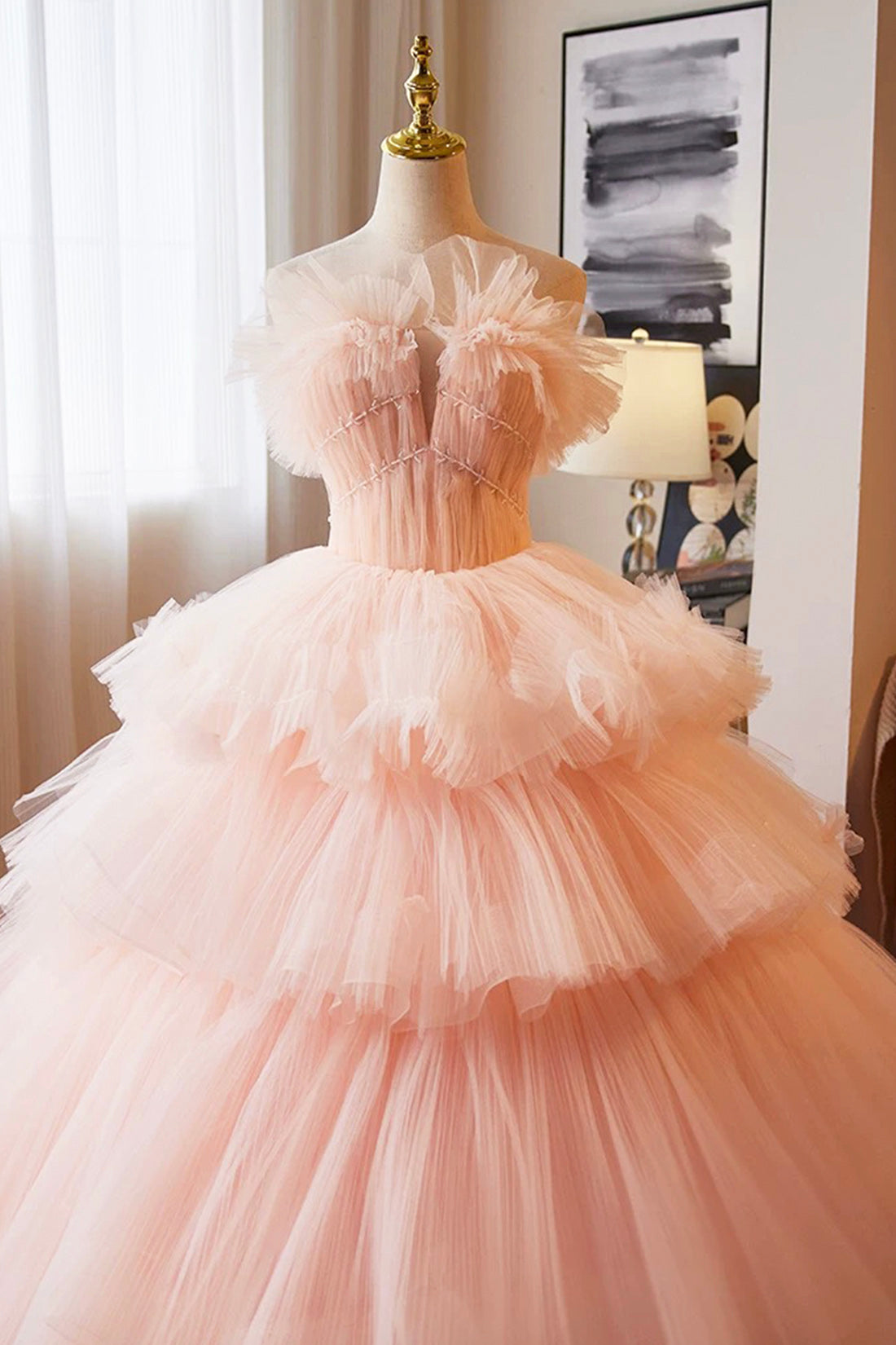 Ball Gown A-Line Corset Pink Ruffles Ruffles Prom Princess Dress Sweet 16 Dress