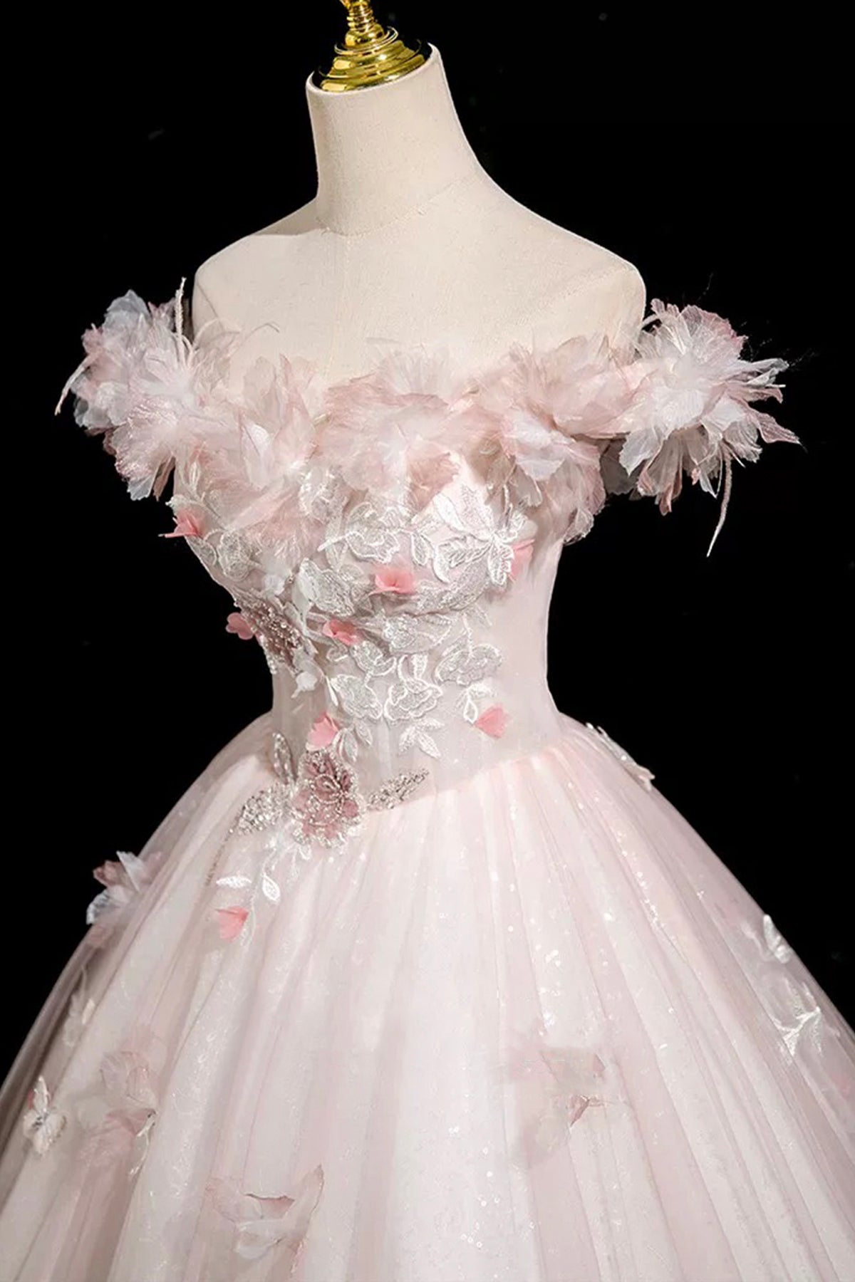 Pink A-Line Corset Tulle Lace Prom Princess Dress Sweet 16 Dress