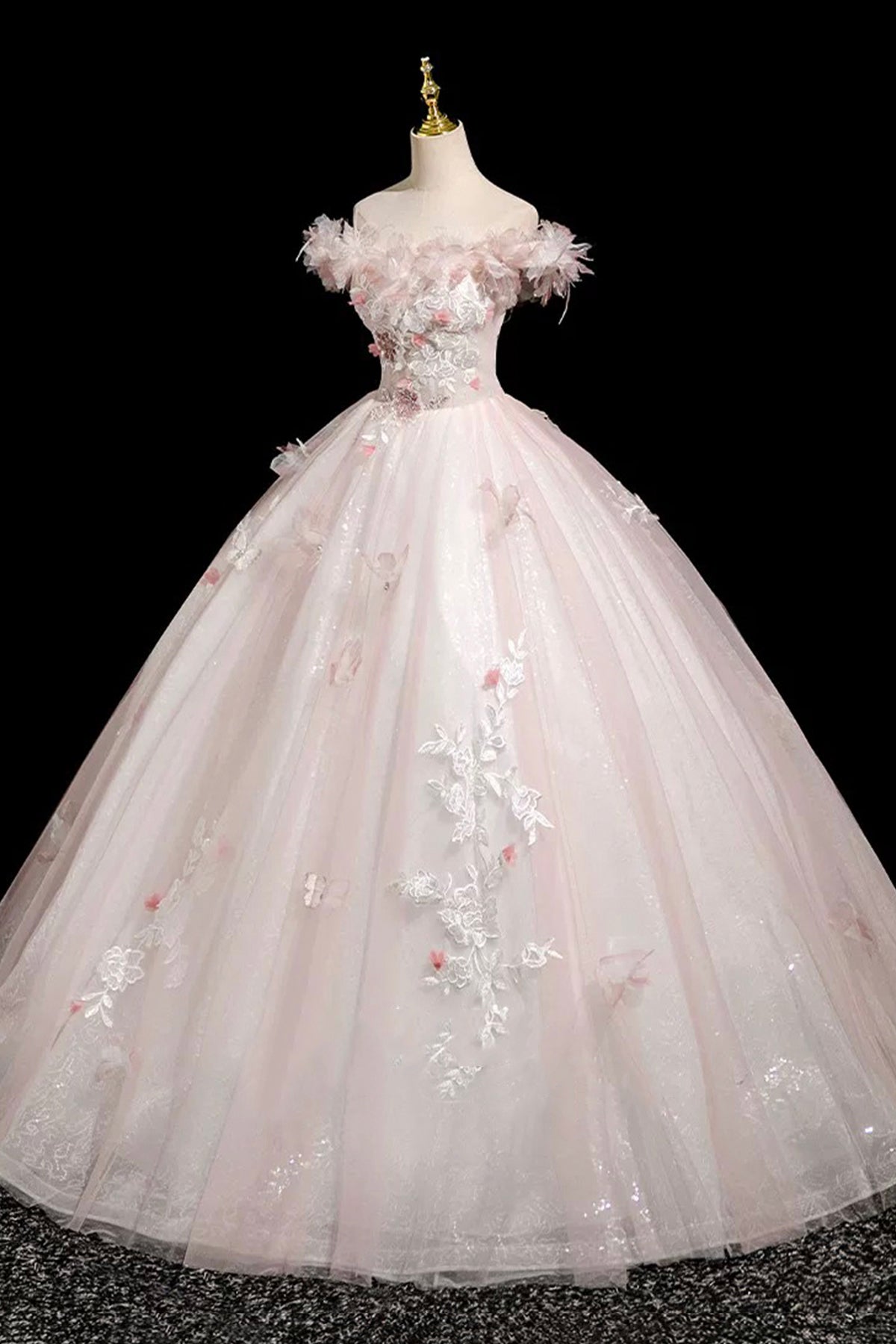 Pink A-Line Corset Tulle Lace Prom Princess Dress Sweet 16 Dress