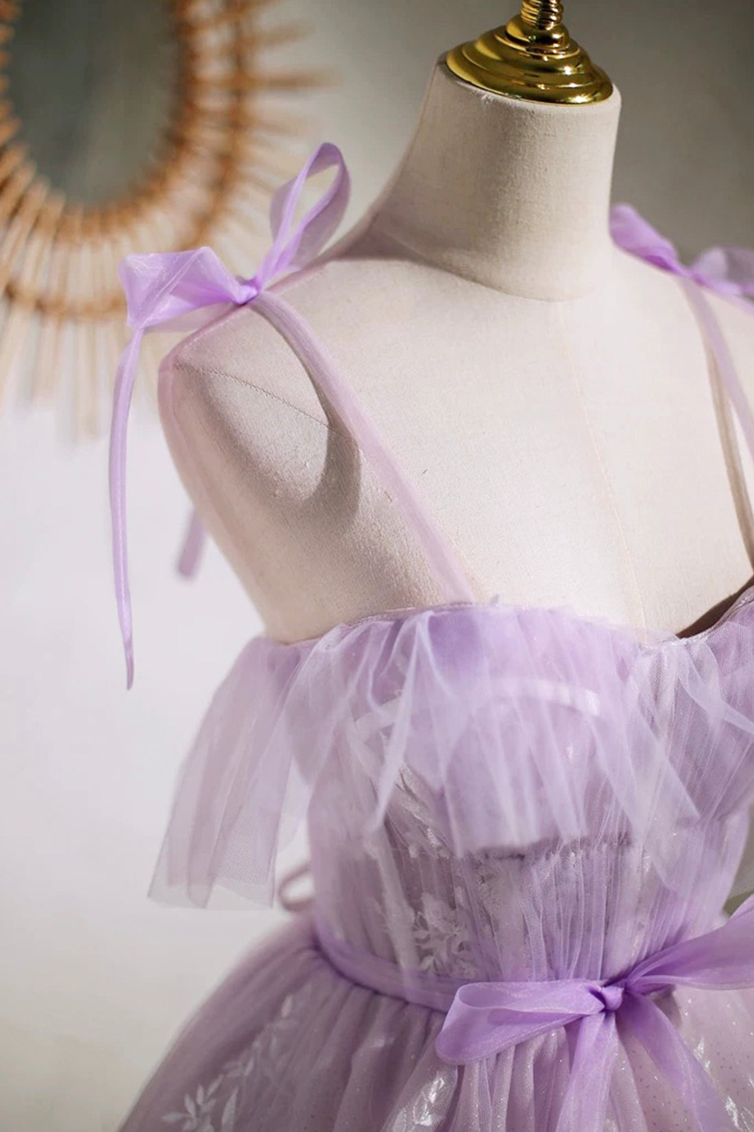 Gorgeous Purple Puffy Short Tulle Homecoming Dress Spaghetti Strap Purple Party Dress