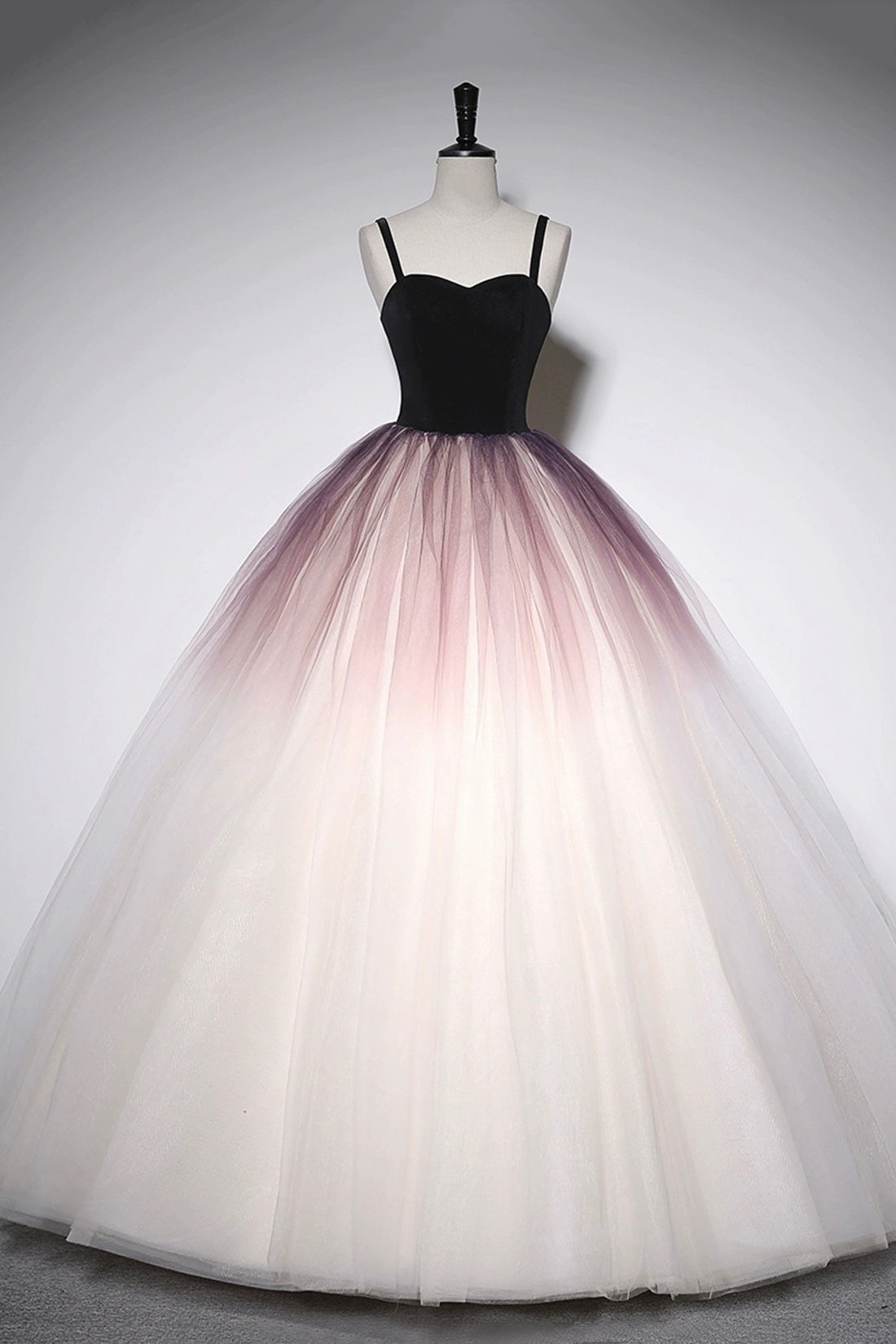 Pretty Sweetheart Neck Ombre Tulle Prom Dresses Princess Strapless Floor-Length Formal Dresses