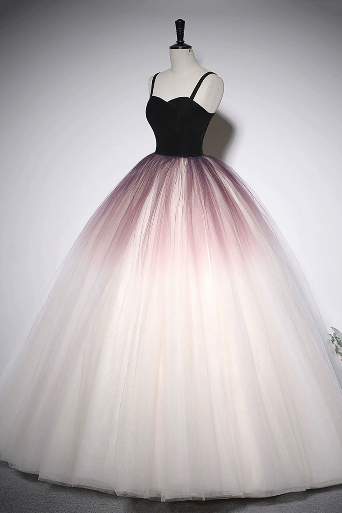 Pretty Sweetheart Neck Ombre Tulle Prom Dresses Princess Strapless Floor-Length Formal Dresses