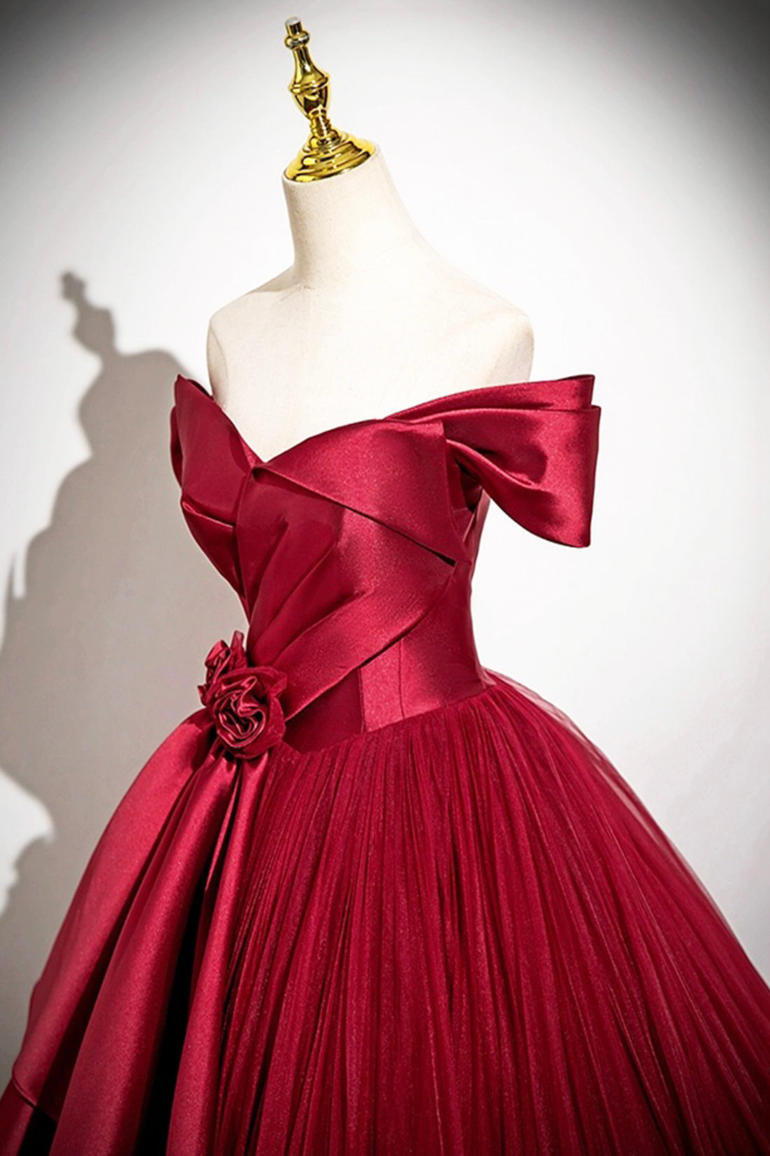 Ball Gown Dark Red A-Line Corset Floor Length Formal Dress Princess Evening Dress