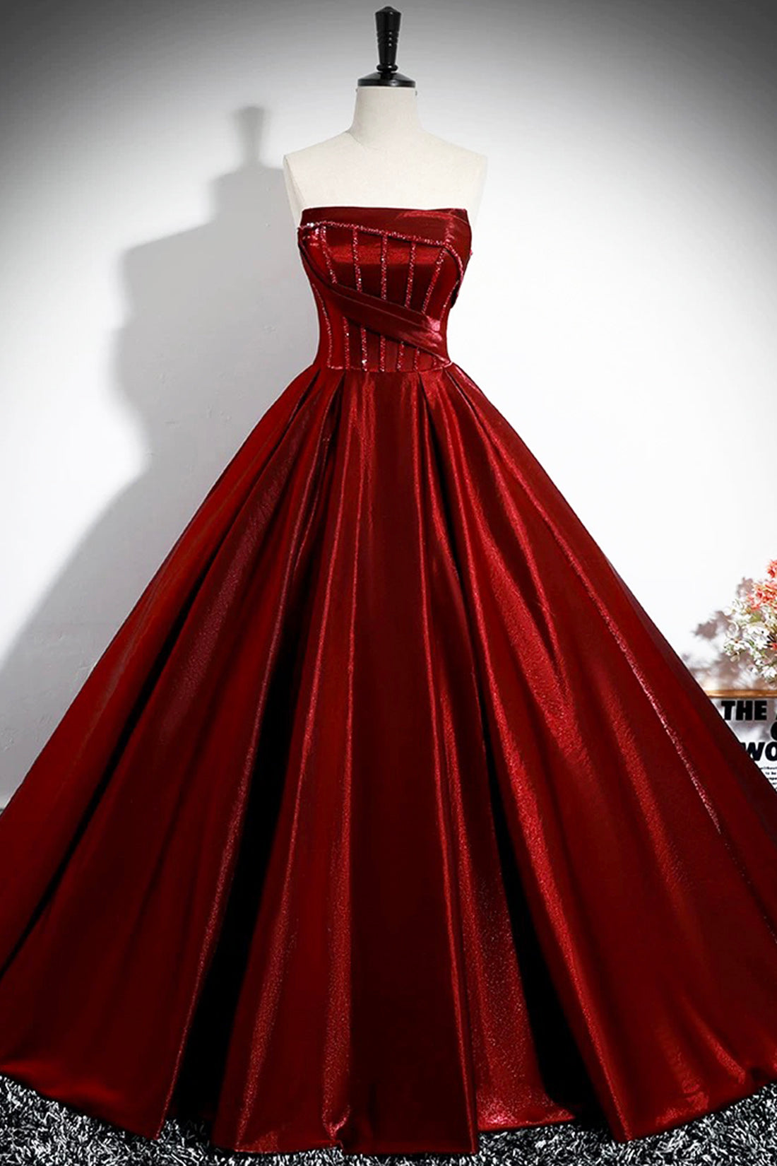 Burgundy Princess Dress A-Line Backless Off Shoulder Long Prom Formal Party Dresses