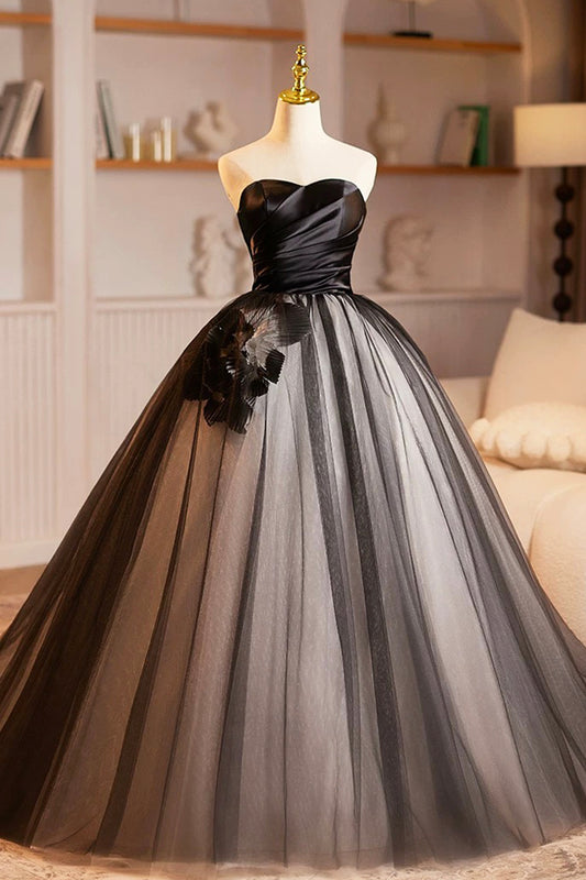 Black Corset Evening Dress Luxury Black Princess Formal Dress A-Line Tulle Sweet 16 Birthday Party Gown