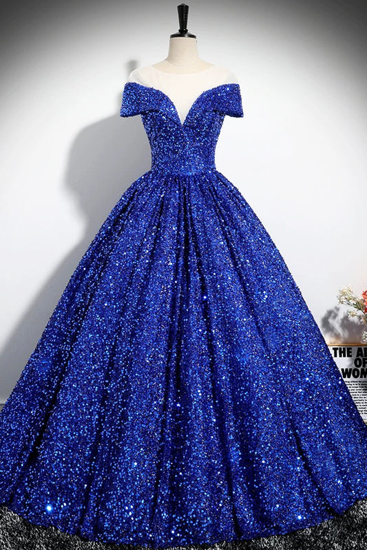 Blue/Red Princess Dress A-Line Sequins Floor Length Occasion Formal Dress