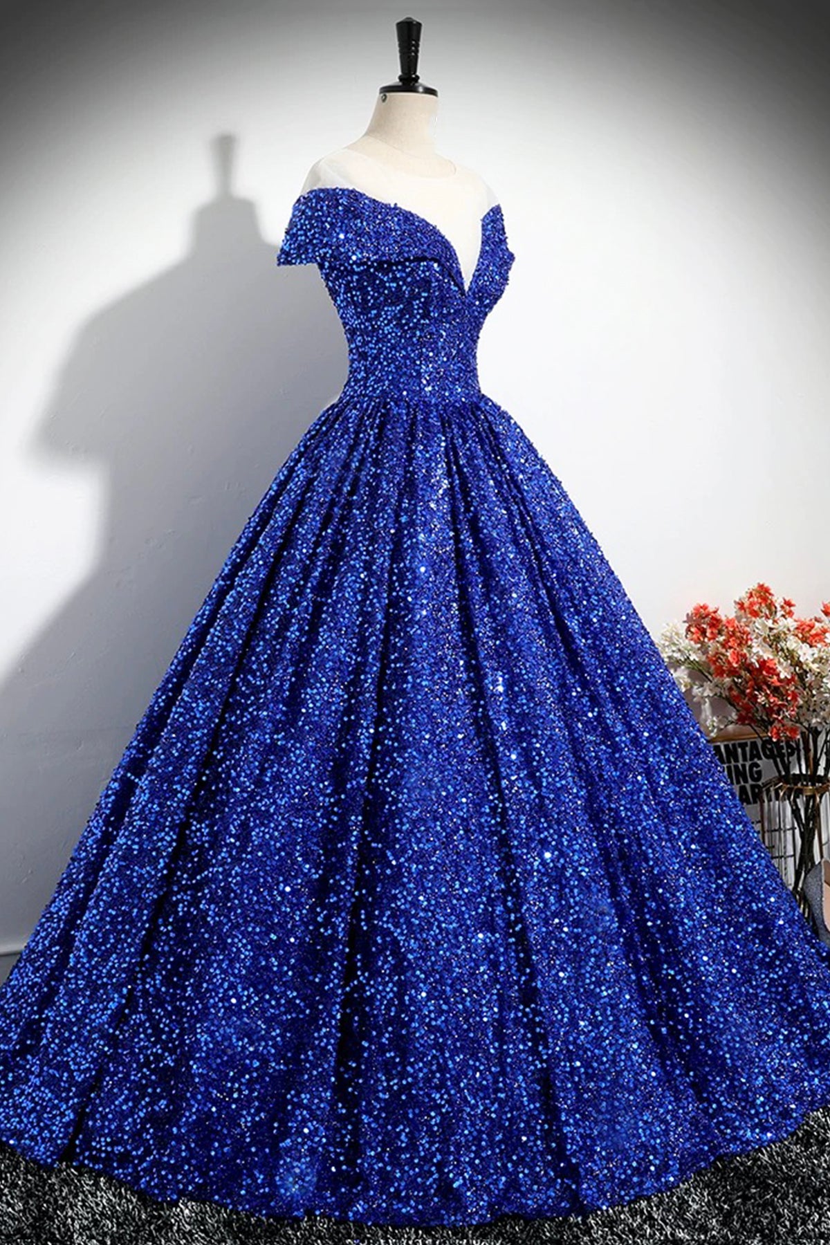 Blue/Red Princess Dress A-Line Sequins Floor Length Occasion Formal Dress