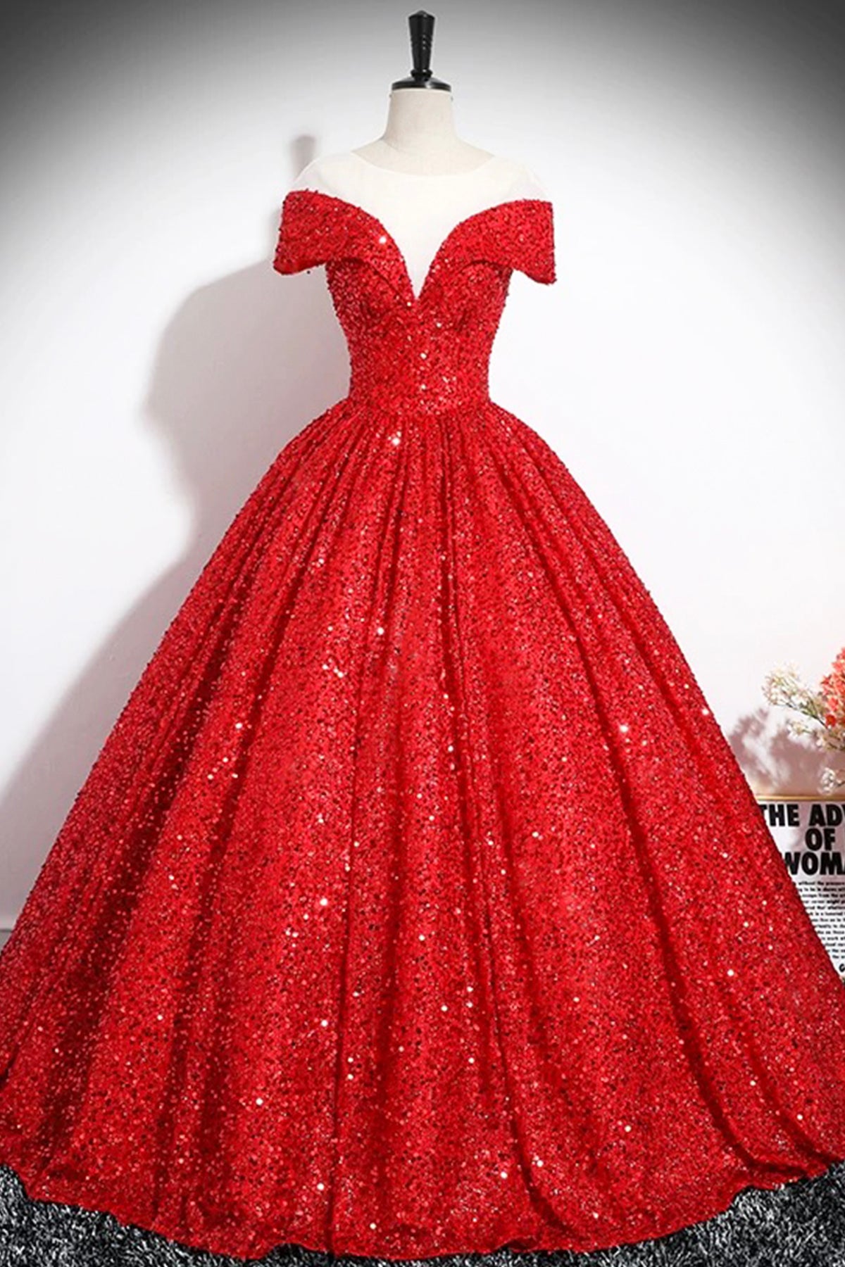 Blue/Red Princess Dress A-Line Sequins Floor Length Occasion Formal Dress