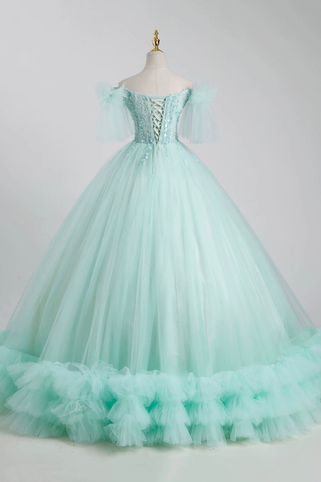 Ball Gown A-Line Corset Light Green Ruffles Ruffles Prom Princess Dress Sweet 16 Dress